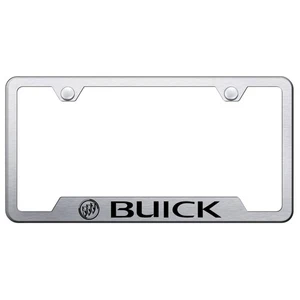 Licensed Brushed Stainless Steel Cut-Out License Plate Frame for Buick - Bild 1 von 2