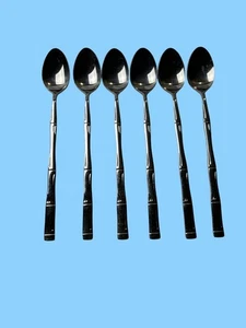 Juego de 6 cucharas de acero inoxidable con diseño de bambú Japón elegante atemporal moderno - Imagen 1 de 11