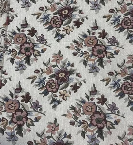 Cream Woven Heavy Tapestry Fabric  Floral Mauve Olive  Tan .75y #18 - Picture 1 of 7