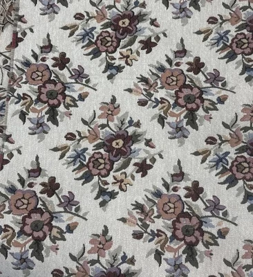 Cream Woven Heavy Tapestry Fabric  Floral Mauve Olive  Tan .75y #18 - Image 1 of 4