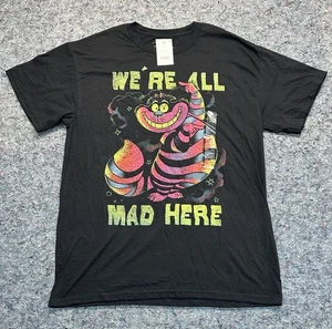 Disney Alice In Wonderland Tee Shirt Mens Medium We’re All Mad Here Cheshire Cat - Picture 1 of 7