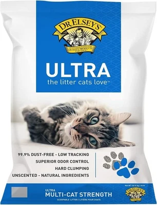 Areia aglomerada ultra sem perfume para gatos Dr. Elsey's 40 lb. Bolsa - Imagem 1 de 4