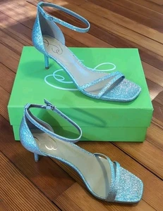 Sam Edelman Women's Peonie Heeled Sandals Silver Glitter Wedding Fancy 8.5M - Picture 1 of 7