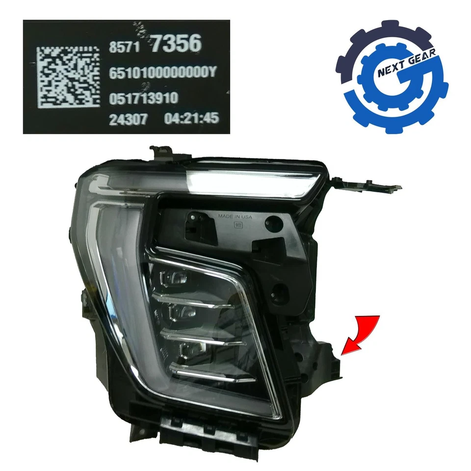 OEM GM Right Full LED Headlight w/ Broken Tab for 2025 GMC Yukon Denali 85717356 - Image 1 of 4