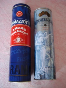 2 Flaschen-Dosen aus Blech für Bommerlunder und Ramazzotti, Sammler - Bild 1 von 5