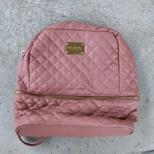 BEBE Los Angeles Backpack Purse Pink Quilted Faux Leather Medium Pockets - Picture 1 of 4