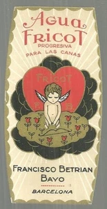 Agua Fricot Perfume, Barcelona, Spain Vintage Label Decorative - Picture 1 of 1