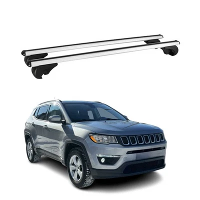 Portaequipajes barras transversales de techo bloqueables para Jeep Compass 2017-2025 gris Foto 1 de 4