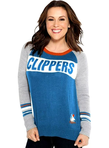 San Diego Clippers Womens Sweater Size Medium Alyssa Milano Team Spirit Touch Cover