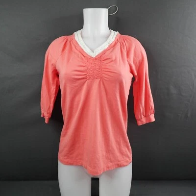 Женская футболка Dana Buchman Размер Small Coral Ruched Everyday Preppy Timeless Basic - Изображение 1 из 4