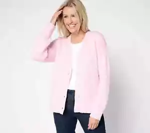 Cardigan Studio Park x Amy Stran con bottoni davanti scintillante - rosa Lilly - 1X - A676778 - Foto 1 di 2