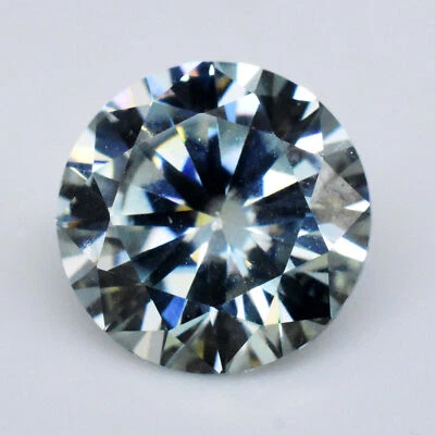 VVS Light Blue Moissanite 2.00 Ct Round 8 MM Stunning Certified Loose Gemstone - Image 1 of 4