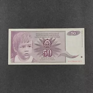 SFRJ Jugoslawien 1990 50 Dinar sozialistische Dinara kommunistische Banknote junger Junge - Bild 1 von 2