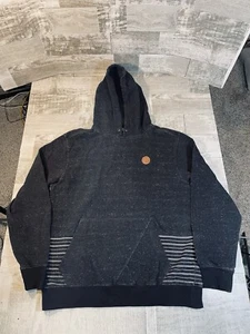 Volcom Hoodie Adult Medium Gray Black Stripes Sweatshirt Stone Logo Casual Mens - Picture 1 of 6