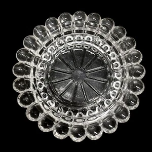 Clear Glass Ashtray Candleholder Coaster 4.5” Beaded Edge Mid Century Modern - Picture 1 of 6