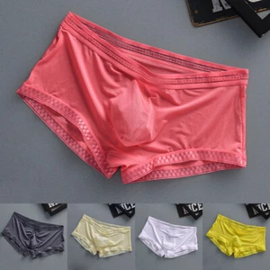 Boxer intimo uomo seta ghiaccio slip traspirante marsupio pantaloncini mutande tronchetti. - Foto 1 di 26