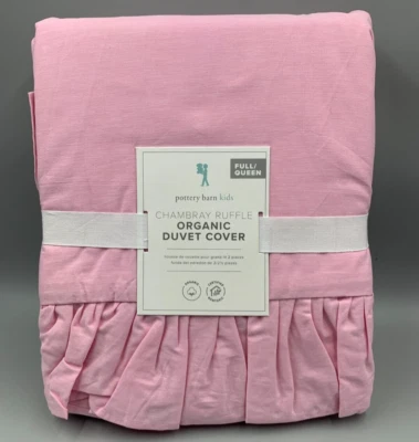Funda nórdica orgánica Pottery Barn Kids con volantes cambray rosa reina completa #N42 Foto 1 de 4