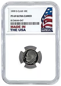 1999 S Clad Roosevelt Dime NGC PF69 Ultra Cameo - Made In USA Holder - Bild 1 von 2