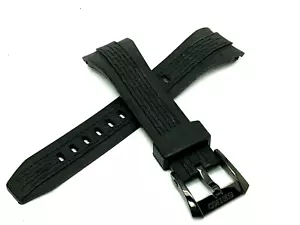 Replacement Band for Seiko Men's Watch Black Rubber Strap 26mm Lug Black Buckle - Picture 1 of 8