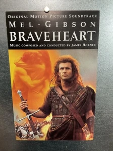 SCHEDA PUBBLICITARIA COLONNA SONORA MEL GIBSON JAMES HORNER BRAVEHEART VINTAGE 1995 5,5"x8,5" - Foto 1 di 2