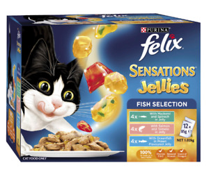 FELIX Wet Cat Food Adult Sensations Jellies Fishy Selection Pouches 60 x 85g