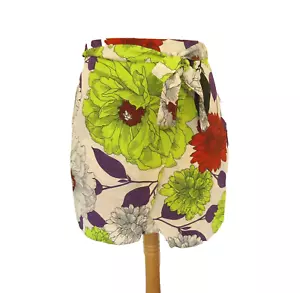 RIVER ISLAND RETRO NEON FLORAL MINI SHORT WRAP SKIRT SIZE 10 NEW - Picture 1 of 3