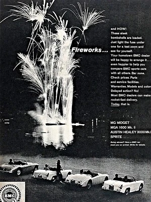 MG 1600 MK II 1962 Austin Healey Vintage Fuegos artificiales anuncio impreso original 8,5 x 11" Foto 1 de 4