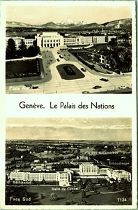 Postal con foto real del Palacio de las Naciones Ginebra Suiza RPPC - Imagen 1 de 2