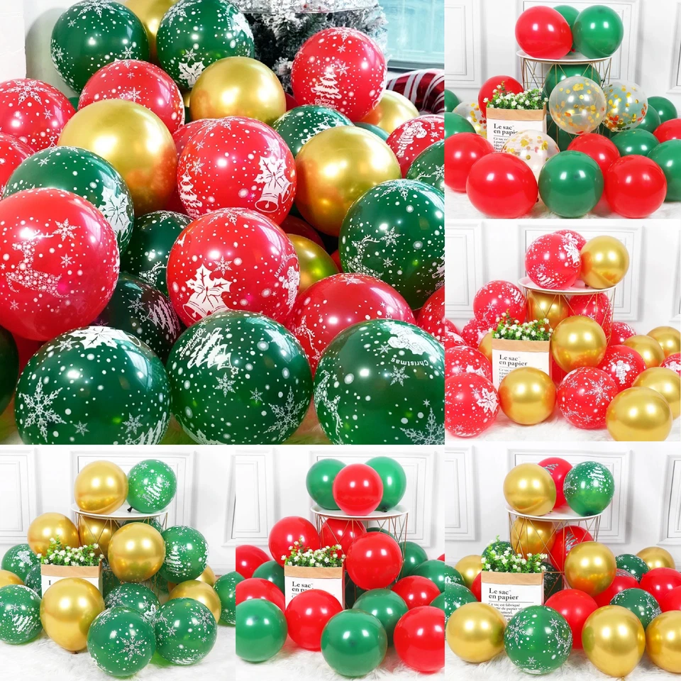 Balões lisos vermelhos e verdes balões de feliz Natal 12" hélio látex festa de Natal - Imagem 1 de 4