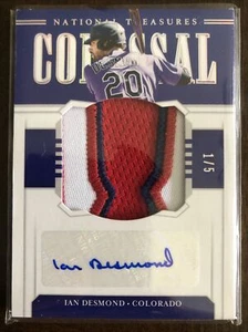 Ian Desmond 2020 National Treasures Colossal Patch Auto SSP 1/5 Rockies - Picture 1 of 2