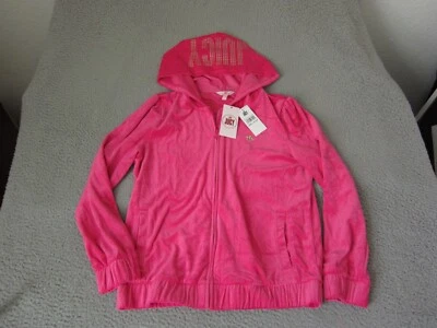 Juicy Couture Hoodie Womens Large Plus Pink Velour Full Zip Ladies Sweatshirt - Image 1 of 4