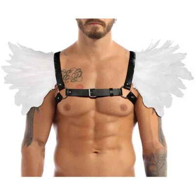 Hombres Gótico Natural Real Pluma Charretera Encogerse de hombros Cuero Cinturón Correa para el Hombro para... Foto 1 de 4