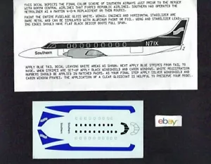 SOUTHERN AIRWAYS ATLANTA SWEARINGEN METROLINER 1/144 SCALE RARELINERS DECALS - Picture 1 of 1