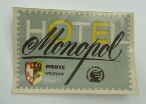 Original Vintage Luggage Label /Sticker Hotel Monopol Orbis Wroclaw - Picture 1 of 2