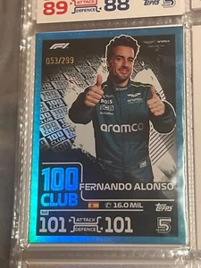 Topps F1 Turbo Attax 2024 - FERNANDO ALONSO 100 Club Blue 053/299 - Zdjęcie 1 z 2