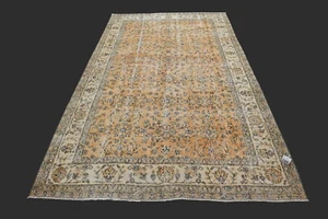 Vintage Turkish Oushak Rug, Orange 6x9 ft, Handmade Wool, Bohemian Anatolian - Picture 1 of 10