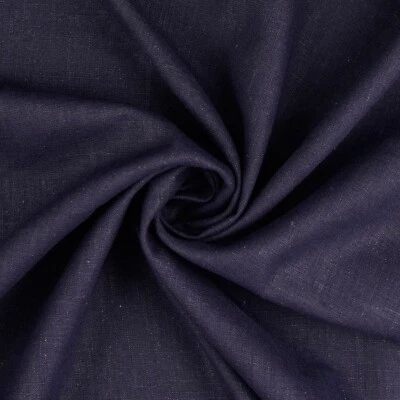100% Linen Fabric - NAVY BLUE- Plain Linen Craft Dress Fabric Material Metre - Image 1 of 4