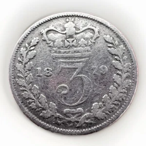 Great Britain Victoria 3 Pence 1859 KM#730 1.33g L077 - Picture 1 of 2