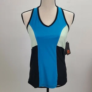 Camiseta sin mangas RBX Racerback para mujer mediana azul negra sujetador incorporado elástico de secado rápido - Imagen 1 de 12