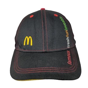 McDonald's Strapback Hat Black One Size Employee Uniform 6 Panel - Picture 1 of 9