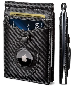 AirTag Wallet - RFID Blocking Mens Minimalist Money Clip Wallet for Airtag - ... - Picture 1 of 6