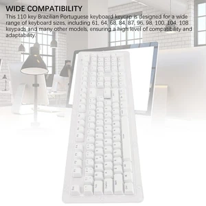 White 110 Keys Keyboard Keycaps Brazilian Portuguese Mechanical Keyboard Tr TU - Picture 1 of 24
