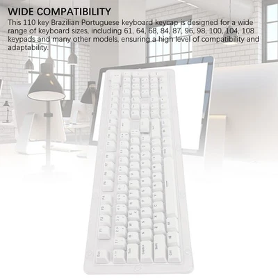 White 110 Keys Keyboard Keycaps Brazilian Portuguese Mechanical Keyboard Tr TU - Image 1 of 4