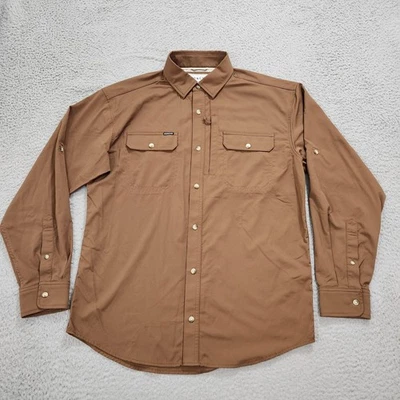 Poncho Shirt Mens Medium Brown The Levelland Magnetic Pockets Fishing Roll Tab - Image 1 of 4