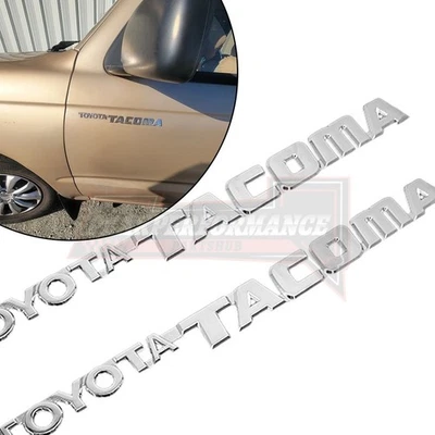 For 1995-2004 Tacoma Emblem Badge Letter Front Door Side Adhesive Chrome 2pc/set - Image 1 of 4