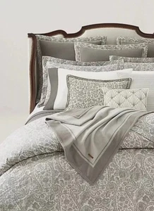 Ralph Lauren Home Aubree Paisley King Duvet Cover Grey Cotton 300ct $500 MSRP - Picture 1 of 3