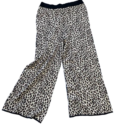 Women's wide leg leopard print knit sweater palazzo pants XL NWT Charter Club - Image 1 of 4