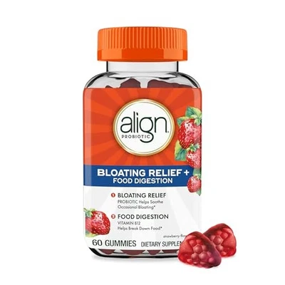Lot of 2 Align Bloating Relief + Food Digestion (60 Gummies Each) EXP: 08/25 - Image 1 of 4