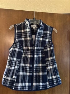 NWT Croft & Barrow Women’s PS Quilted Vest Blue Plaid - Picture 1 of 4