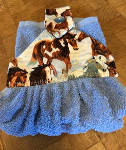 HORSE  cotton hanging dish towel EQUESTRIAN home kitchen decor handmade CHOICE - Picture 1 of 4